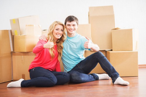 Prepared moving boxes and household items ready for transport
